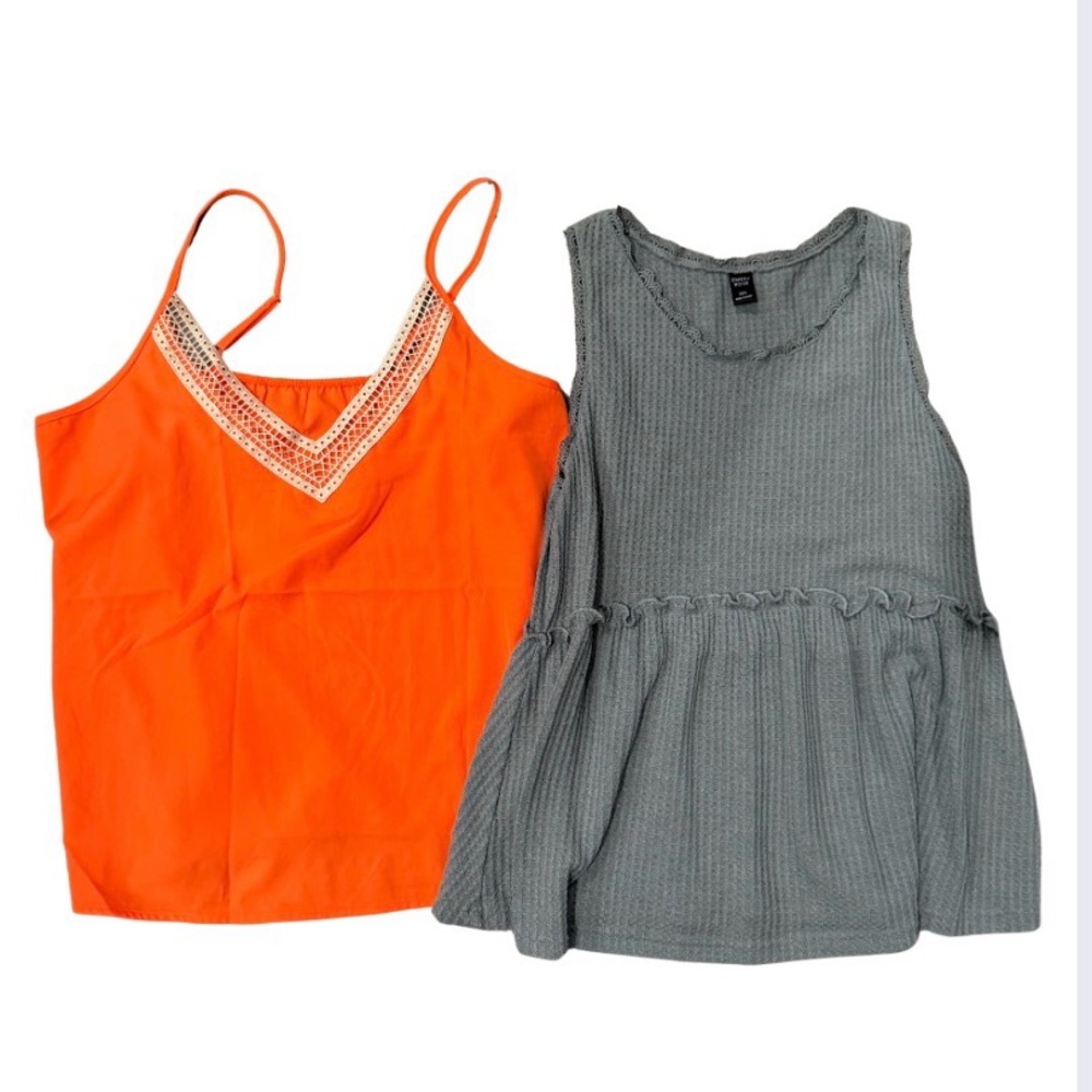 SHEIN Orange and Gray Tank Tops